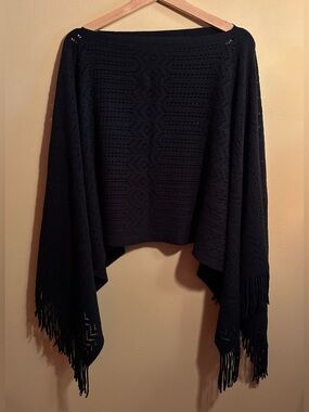 black knit poncho